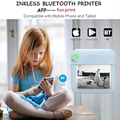 baratos Scanners e impressoras-mini impressora de bolso portátil sem fio bt foto térmica para ios android celular, impressão sem tinta notas de estudo de presente recibo de etiqueta, para o grande jogo