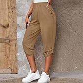 abordables Bermuda-Femme short capri Mode Mollet Plein Poches latérales Confort Micro-élastique Casual Quotidien Noir Vin Bleu Kaki Standard