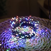 baratos Luzes de fio USB-Firecracker Fairy String Lights USB Powered Guirland Light com controle remoto à prova d&#039;água para decoração de festa de acampamento de casamento 3m 100led/6m 200led