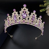 billige Bærbare tilbehør-europeisk og amerikansk lilla brud hodeplagg barokk krone rhinestone hodeplagg prinsesse krone bryllup hår tilbehør kjole tilbehør