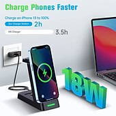 お買い得  ワイヤレス充電器-ワイヤレスチャージャー ワイヤレス充電スタンド CE 高速ワイヤレス充電 3 in 1 用途 ユニバーサル