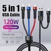 billige Mobiltelefonkabler-MOMAX Apple MFi-sertifisert Multiladekabel USB A til Type C / Micro / IP 3 A Hurtiglading Nylon flettet Holdbar 3 i 1 Til MacBook iPad Samsung Tilbehør til mobiltelefon