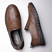 preiswerte Slipper Schuhe-Herren Loafer &amp; Slip On Komfort Schuhe Handnähen Brautkleider schlicht Outdoor Täglich Mikrofaser Atmungsaktiv Halbschuhe Schwarz Braun Frühling