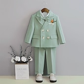cheap Boy&#039;s Formal Suit-4 Pieces 5 Roots Ring Bearer Suit Boys Kids Suit Formal Suit Suit &amp; Blazer Shirt &amp; Pants Casual Fashion Daily Solid Color Pink Blue Green Cotton