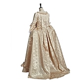 billiga Outfits-set med rokoko balklänning klänning blond barock peruk underkjol båge kjol krinolin 3 st kläder retro vintage viktoriansk renässans prinsessa kolonial balklänning dam cosplay kostym fest