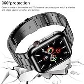 baratos Pulseiras de Apple Watch-Compatível com Pulseira Apple Watch 38mm 40mm 41mm 42mm 44mm 45mm 49mm com caixa Antichoque Aço Inoxidável pulseira de substituição para iwatch Ultra 2 Series 9 8 7 SE 6 5 4 3 2 1