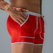 economico Costumi da Bagno per Uomini-Per uomo Costumi da bagno Pantaloncini da mare Boxer da mare Pantaloncini da bagno boxer Pantaloncini Tasche Liscio Comfort Traspirante Esterno Giornaliero Per uscire Sportivo Hawaiano Nero Rosso