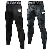 cheap Men&#039;s Shorts, Tights &amp; Pants-Men&#039;s Compression Pants Running Tights Leggings with Phone Pocket Base Layer Athletic Winter Spandex Breathable Quick Dry Sweat wicking Power Flex Fitness Gym Workout Running Skinny Sportswear
