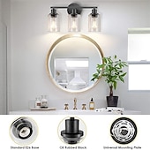 abordables Appliques de salle de bain-éclairage de salle de bain vanité lumière 3 lumières applique murale éclairage en laiton brossé salle de bain lumière avec abat-jour en verre clair salle de bain applique murale applique murale pour