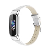 billige Fitbit klokkebånd-Reim til Smartklokke Kompatibel med Fitbit Luxe Ekte lær Smartklokke Stropp Justerbar Kvinner menn Sportsrem Erstatning Armbånd