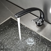 cheap Classical-Bathroom Sink Mixer Faucet, Single Handle One Hole Washroom Basin Taps Chrome Finish Bathroom Faucet with Hot and Cold Water Hose