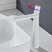 abordables Classiques-mitigeur lavabo haut, mitigeur lavabo monobloc monocommande monotrou montage sur gorge, avec flexible eau chaude et eau froide, robinets cuve en laiton