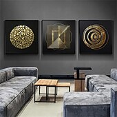 preiswerte Geometrische Drucke-Abstrakte Wandkunst auf Leinwand, Schwarzgold, geometrische Drucke und Poster, Malerei, moderne nordische Luxus-Wandkunst, Wohnzimmer, Heimdekoration, ohne Rahmen