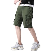 cheap Classic-Men&#039;s Cargo Shorts Bermuda shorts with Side Pocket Multi Pocket Flap Pocket Solid Color Going out Streetwear Fashion Cargo Shorts ArmyGreen Blue