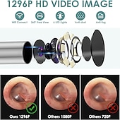 levne Osobní ochrana-dobíjecí sada endoskopu pro odstranění ušního mazu s 5 odměrkami, 8 trsátkami a kamerou 1080p, bezdrátovým ušním otoskopem 1296p fhd se 6 led 3,6mm kamerou pro vizuální ušní dalekohled