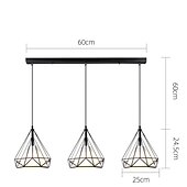 olcso Függőfények-led függőlámpa 60 cm 3 fényű sputnik design csillárok étkezőbe hálószoba függőlámpák ipari festett felületek 110-240v