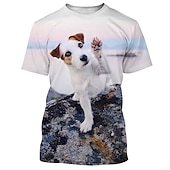 olcso Vicces grafika-Állat Kutya Jack Russell terrier Póló Állat minta 3D Grafikus Kompatibilitás Páros Férfi Női Felnőttek Álarcos mulatság 3D nyomtatás Alkalmi / Napi