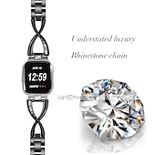 preiswerte Fitbit-Uhrenarmbänder-Uhrenarmband für Fitbit Versa 2 / Versa Lite / Versa SE / Versa Edelstahl Strass Ersatz Gurt Bling-Diamant Schmuck Armband Armband