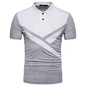 preiswerte Klassisches Poloshirt für Herren-Herren Poloshirt Golfhemd Casual Festtage Kargen Klassisch Kurzarm Modisch Basic Farbblock Taste Sommer Regular Fit Schwarz Weiß Grau Poloshirt