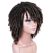 voordelige Topkwaliteit pruiken-dreadlock pruik korte twist pruiken voor zwarte vrouwen en mannen afro krullend synthetische pruik