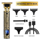cheap Hair Removal-Hair Clippers for Men oupool Professional Cordless Hair Trimmer - Electric T-Blade Beard Trimmer Shaver Edgers Zero Gapped Mens Grooming Kit Rechargeable LCD Hair Cutting Kit - Gifts for Men(Gold)