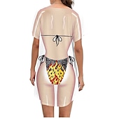 billiga Rolig grafik-dambikiniskjorta täcka upp klänning rolig söt bikinitryck för badkläder kortärmad 3d-grafik baggy badkläder täckning