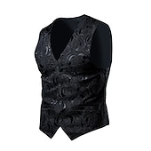 abordables Gilets-Homme Gilet Usage quotidien Sortie Festival Entreprise basique Printemps &amp; Automne Poche Lin Respirable Doux Confortable Imprimé Boutonnage Simple Col V Standard Blanc / Blanc Noir Gilet