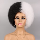 economico Parrucche storiche-parrucca anni &#039;70 parrucche afro per donne nere parrucche afro soffici rimbalzanti e morbide parrucche piene dall&#039;aspetto naturale per feste quotidiane costume cosplay parrucche di carnevale
