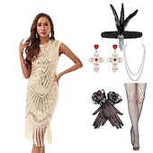 levne oblečení-Šaty Gatsby z 20. let se sadou doplňků z 20. let dámské flitry střapec třásňový kostým retro vintage cosplay party a večerní koktejlové šaty