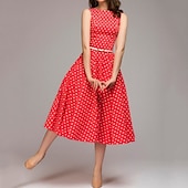 olcso Ruhák-50-es évek egy vonalú ruha retro vintage 1950-es évek lengő ruha flare ruha női jelmez vintage cosplay alkalmi napi ruha