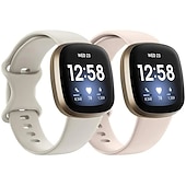 baratos Pulseiras de relógio Fitbit-2 por Pacote Pulseira de Smartwatch Compatível com Fitbit Versa 3 Sense Silicone macio Relógio inteligente Alça Ajustável Loop Solo Mulheres Homens Pulseira Esportiva Substituição Pulseira