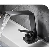 economico Classici-Rubinetto miscelatore lavabo a cascata, rubinetti lavabo lavabo monocomando lavabo monocomando con tubo caldo e freddo, monoblocco vaso acqua rubinetto in ottone montato a ponte