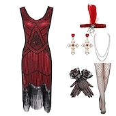 levne oblečení-Šaty Gatsby z 20. let se sadou doplňků z 20. let dámské flitry střapec třásňový kostým retro vintage cosplay party a večerní koktejlové šaty