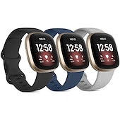 お買い得  Fitbitウォッチバンド-4パック 3パック スマートウォッチバンド と互換性があります Fitbit Versa 4 Sense 2 Versa 3 Sense ソフトシリコーン スマートウォッチ ストラップ 調整可 女性 男性 スポーツバンド 置換 リストバンド