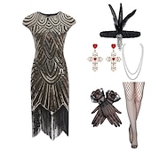 levne oblečení-Šaty Gatsby z 20. let se sadou doplňků z 20. let dámské flitry střapec třásňový kostým retro vintage cosplay party a večerní koktejlové šaty