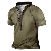 billiga bast-shirts i plusstorlek för män-Herr Plusstorlekar Stor lång T-shirt T-shirts Hög krage Blå Grön Grå Kort ärm Utomhus Utekväll Button-Down Slät Kläder Bomullsblandning Streetwear Stylish Ledigt
