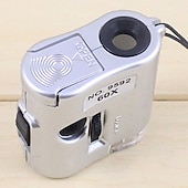 cheap Microscopes &amp; Endoscopes-Mini Pocket 60X Microscope Magnifier Glass Jeweler Loupe with LED UV Light