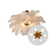 economico Luci Isola cucina-lampadario a sospensione a led splendido extra large 70cm 6 luci bianco bouquet di piume di struzzo lampada a sospensione romantico apparecchio di illuminazione montato per camera da letto ristorante
