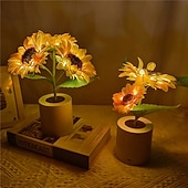 ieftine Lumini decorative-Lumină artificială de noapte cu floarea soarelui, reîncărcabilă pentru acasă, lampă decorativă, lumini de noapte creative pentru copii, prieten, cadou de sărbători, lumină LED