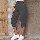 abordables Bermuda-Femme short capri Mode Mollet Plein Poches latérales Confort Micro-élastique Casual Quotidien Noir Vin Bleu Kaki Standard
