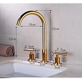 halpa Kaksikahvaiset-laajalle levinnyt kylpyhuoneen pesualtaan hana, 360 kääntyvä messinki 3 reikää 2 kahvaa pesuallashana asennettuna, pesuhuoneen pesuallas vesihana kuuma- ja kylmäletkulla