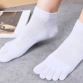 preiswerte Herrensocken-Herren 3 Paare Ankle Socken Zehensocken Niedrig geschnittene Socken Schwarz Weiß Farbe Glatt Freizeitskleidung Urlaub Wochenende Gitter Mittel Sommer Frühling &amp; Herbst Stilvoll Brautkleider schlicht