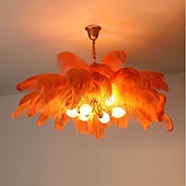 economico Luci a sospensione-lampadario a sospensione a led splendido extra large 80cm 6 luci bianco bouquet di piume di struzzo lampada a sospensione romantico apparecchio di illuminazione montato per camera da letto ristorante