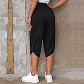abordables Bermuda-Femme short capri Mode Mollet Plein Poches latérales Confort Micro-élastique Casual Quotidien Noir Vin Bleu Kaki Standard