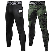 cheap Men&#039;s Shorts, Tights &amp; Pants-Men&#039;s Compression Pants Running Tights Leggings with Phone Pocket Base Layer Athletic Winter Spandex Breathable Quick Dry Sweat wicking Power Flex Fitness Gym Workout Running Skinny Sportswear
