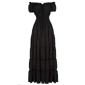 economico Vestito-Medievale Rinascimento Abito da cocktail Sguardi Contadini Camicia da notte irlandesi Fiera del Ren A palloncino Pirata Vichingo Straniero Senza spalline Con Volant Per donna Celtico Costumi da