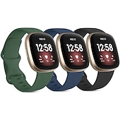 お買い得  Fitbitウォッチバンド-4パック 3パック スマートウォッチバンド と互換性があります Fitbit Versa 4 Sense 2 Versa 3 Sense ソフトシリコーン スマートウォッチ ストラップ 調整可 女性 男性 スポーツバンド 置換 リストバンド