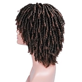 voordelige Topkwaliteit pruiken-dreadlock pruik korte twist pruiken voor zwarte vrouwen en mannen afro krullend synthetische pruik