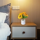 ieftine Lumini decorative-Lumină artificială de noapte cu floarea soarelui, reîncărcabilă pentru acasă, lampă decorativă, lumini de noapte creative pentru copii, prieten, cadou de sărbători, lumină LED