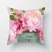 cheap Floral &amp; Plants Style-Big Flower Double Side Pillow Cover 4PC Soft Decorative Square Cushion Case Pillowcase for Bedroom Livingroom Sofa Couch Chair